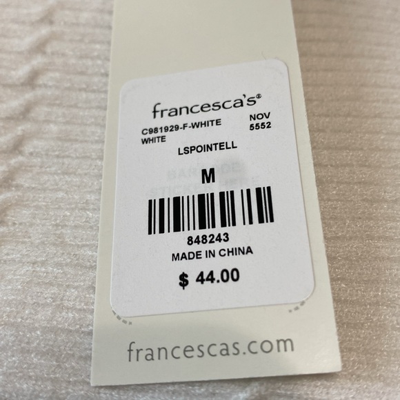 NWT Francesca’s ALYA white Pointelle soft sweater with Dolman sleeves. Size M‎ - Picture 9 of 11